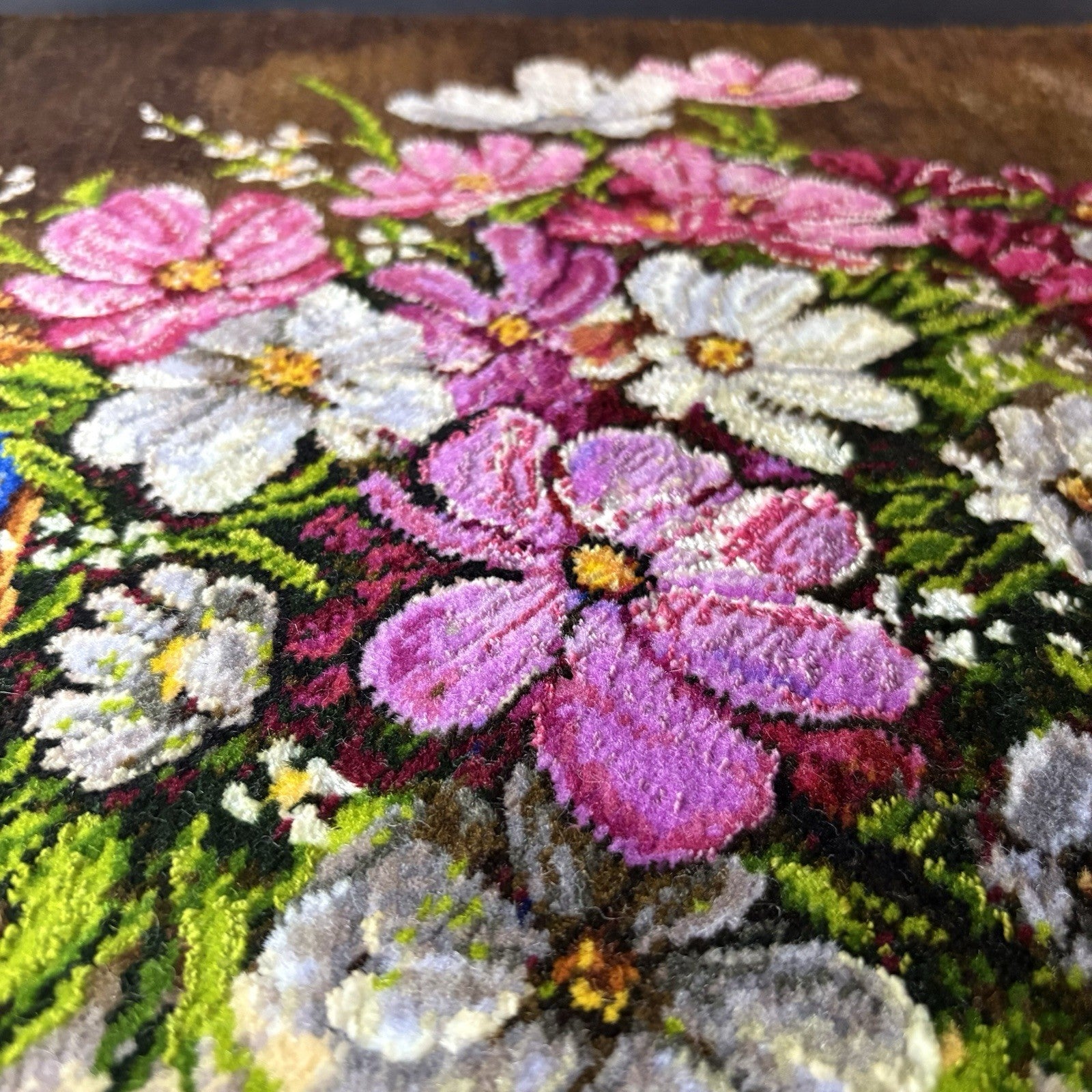 Pictorial Rug Flower Hand Knotted Tab’riz 23”x16” Cotton w/Silk 240KPSI9