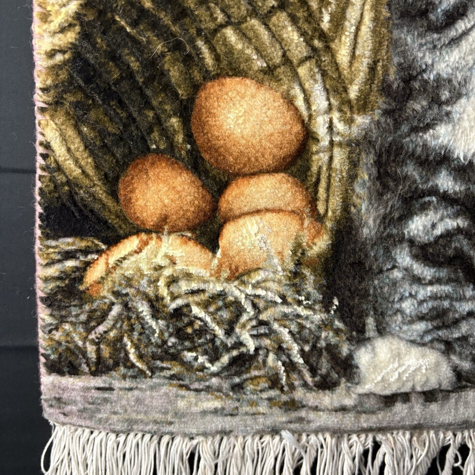 Persian Pictorial Rug 3D Kittens Tabrizz Hand Knotted 24”x16” w/Rug Hangers8