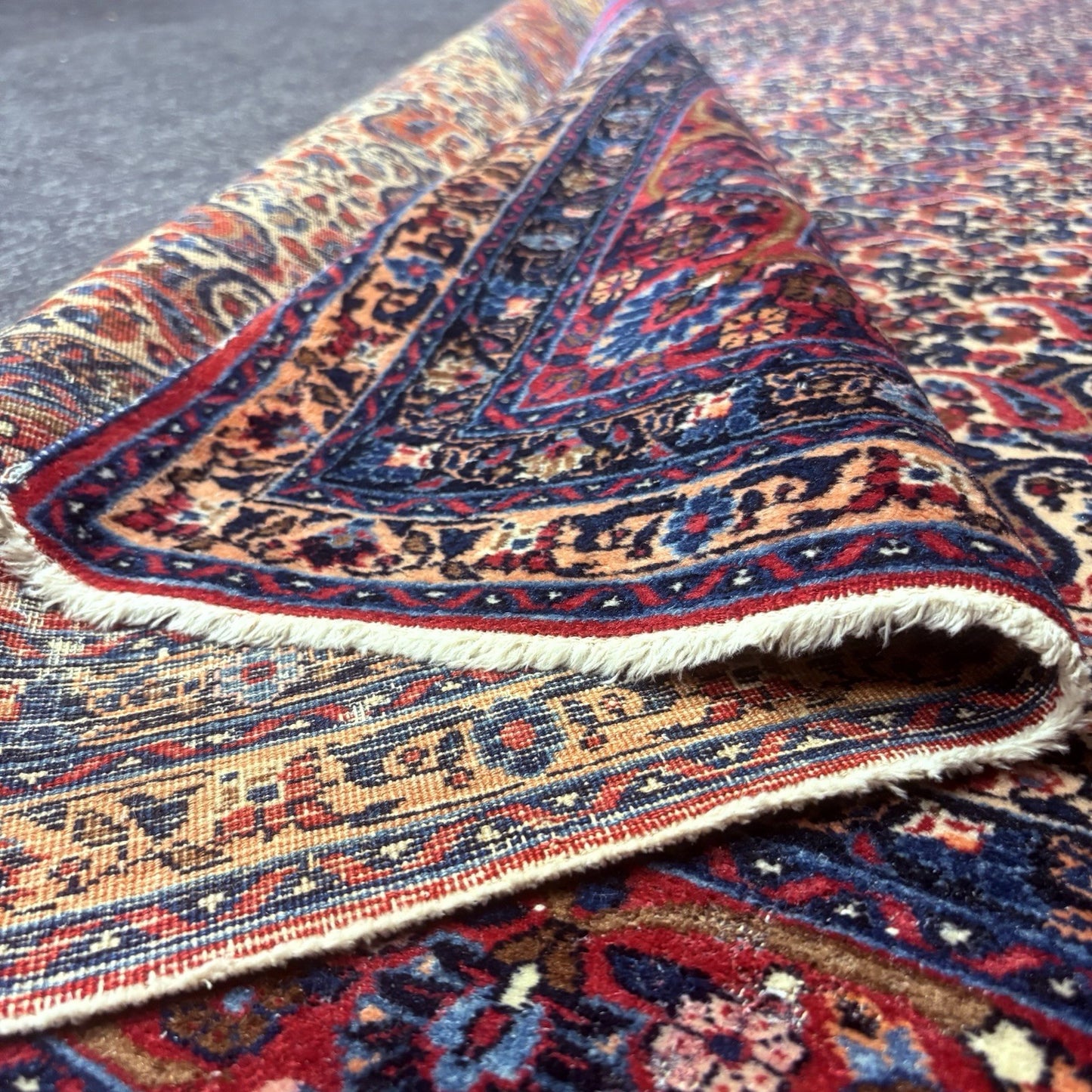 Antique 1910s Bidjar Hand Knotted Paisley Boteh Rug 5x7  342KPSI Natural Dye18