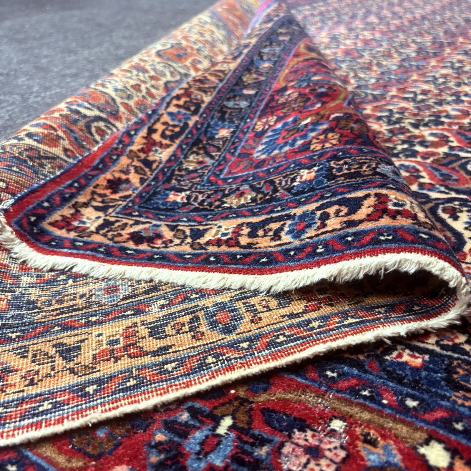 Antique 1910s Bidjar Hand Knotted Paisley Boteh Rug 5x7  342KPSI Natural Dye18