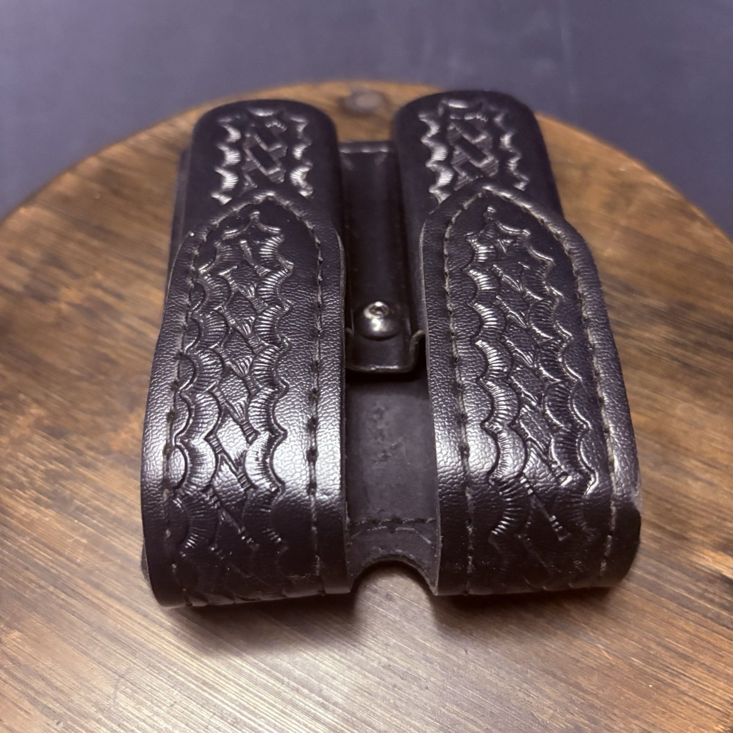 Safariland 77 Double GLOCK 20/21 Magazine Pouch Leather Basketweave Hidden Snap6