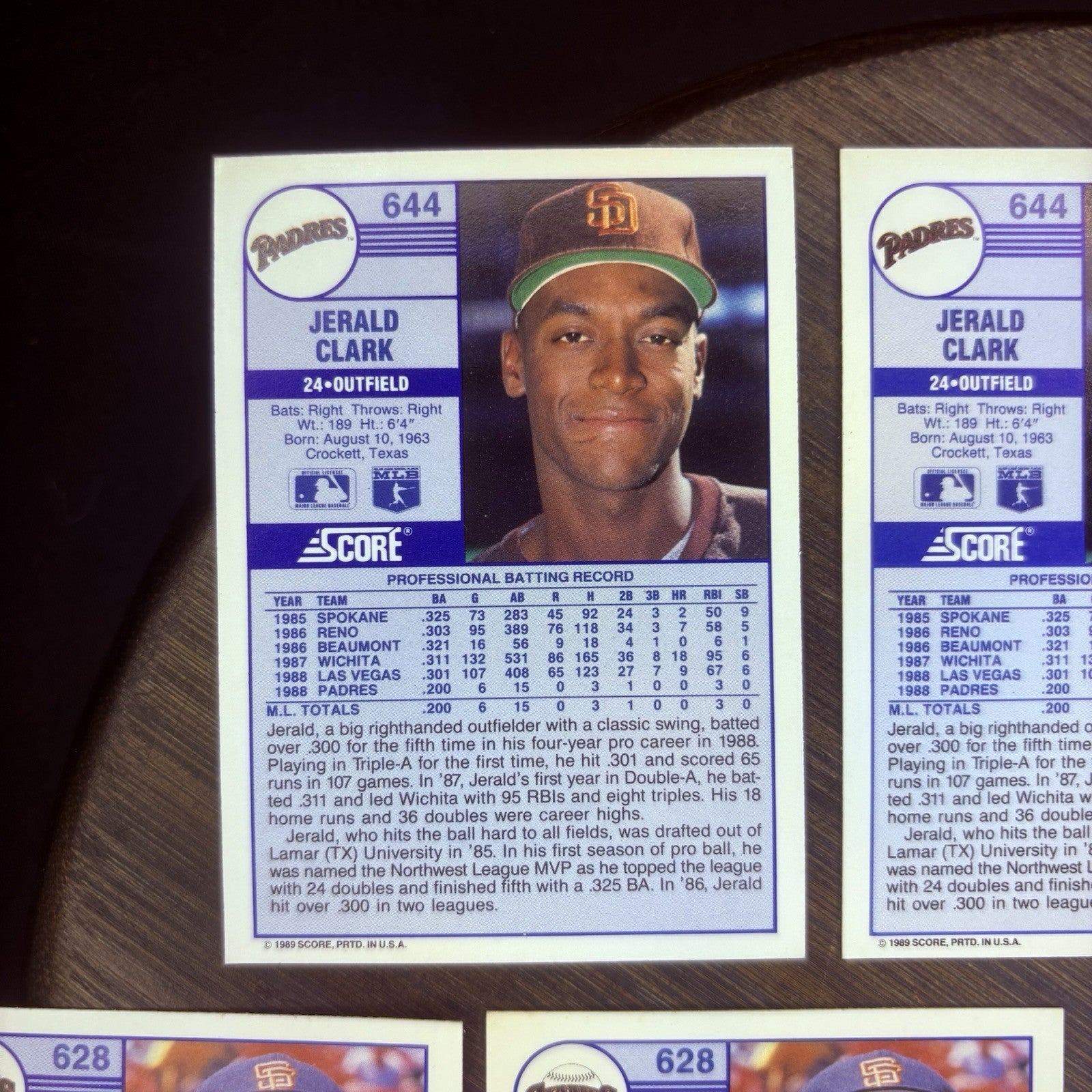 (Lot Of 7) 1989 Score Rookie Cards #644 Jerald Clark, #628 Charlie Hayes, #63615