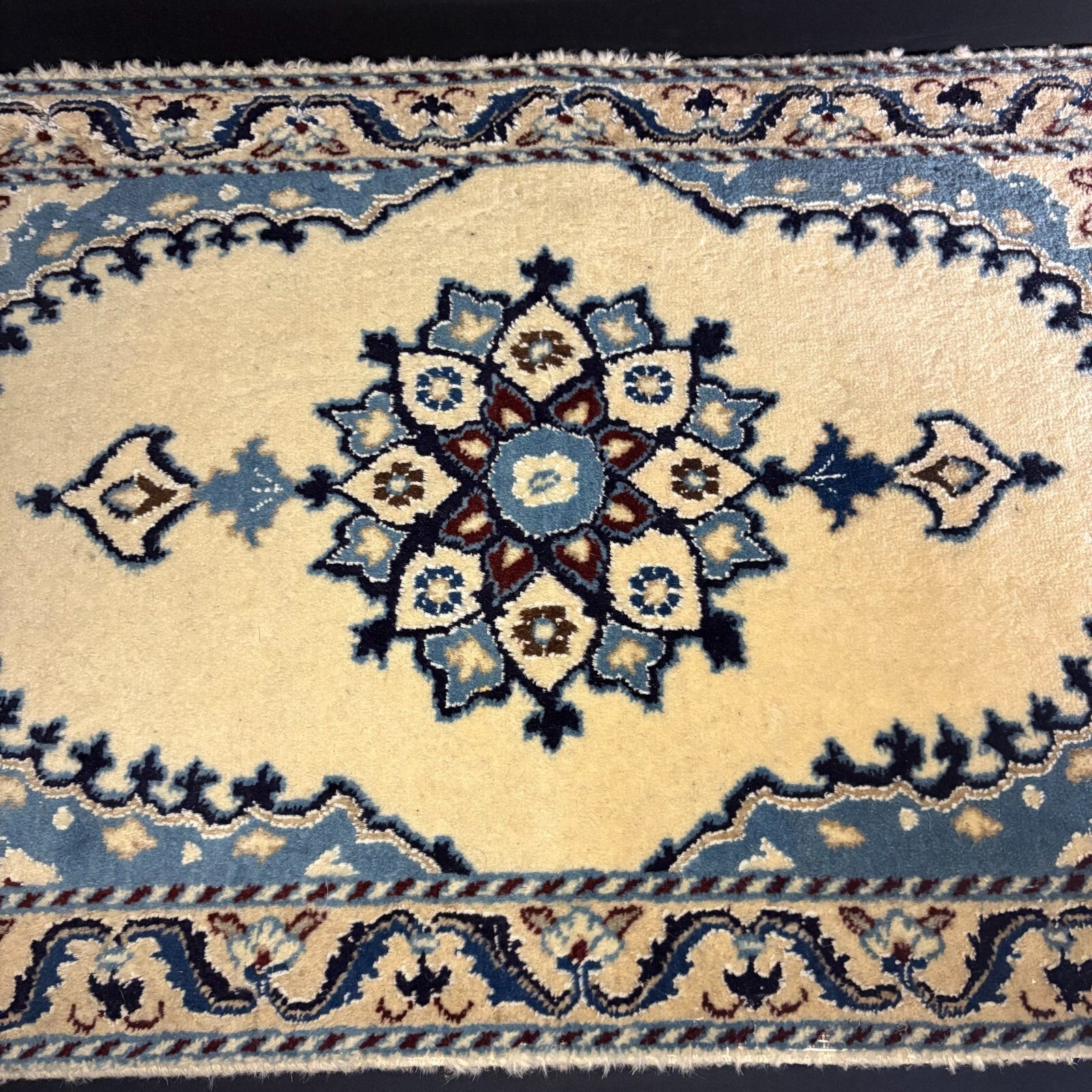 Rug Hand Knotted Medallion Rug 3’X2’ 54X88cm 144KPSI Semi-Antique5