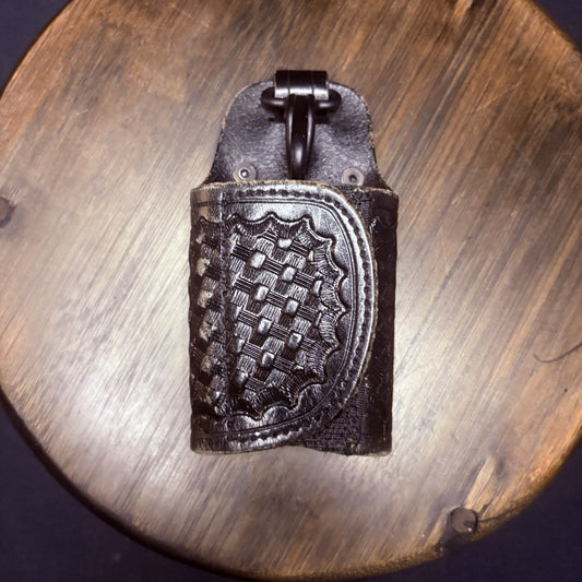 JS Leather Silent Key Keeper Basket Weave Leather Holder0