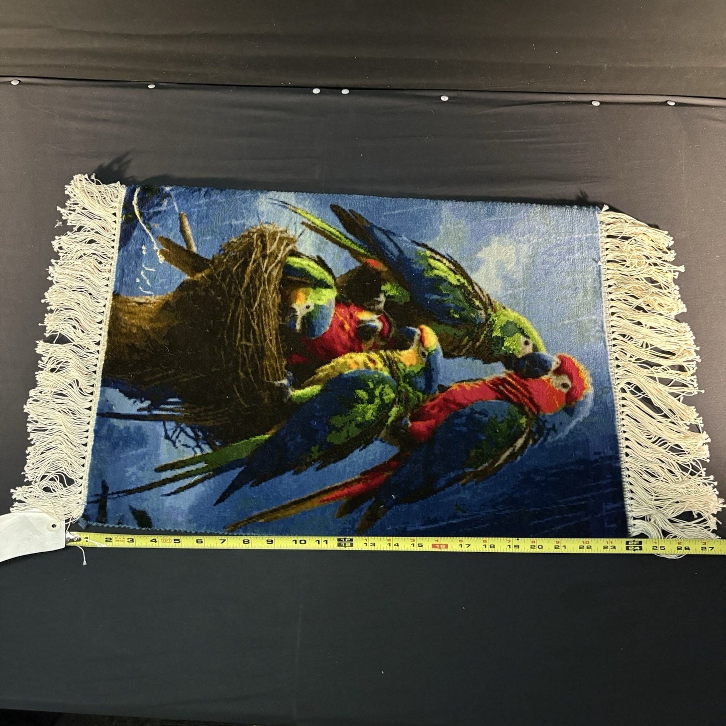 Pictorial Rug Bird Hand Knotted 24”x16” 60X40cm 304KPSI w/Rug Hangers15