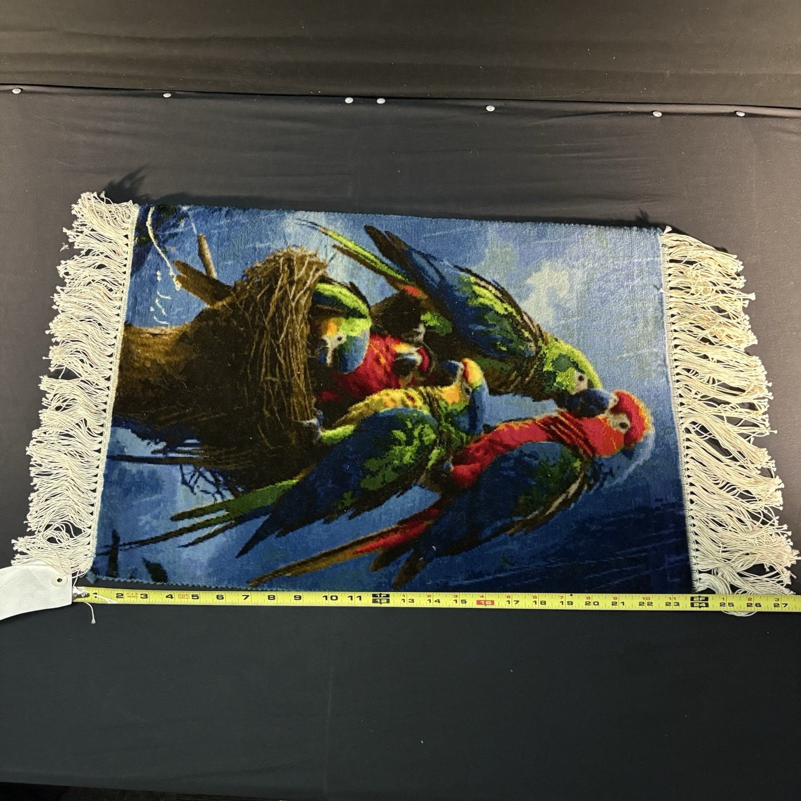 Pictorial Rug Bird Hand Knotted 24”x16” 60X40cm 304KPSI w/Rug Hangers15