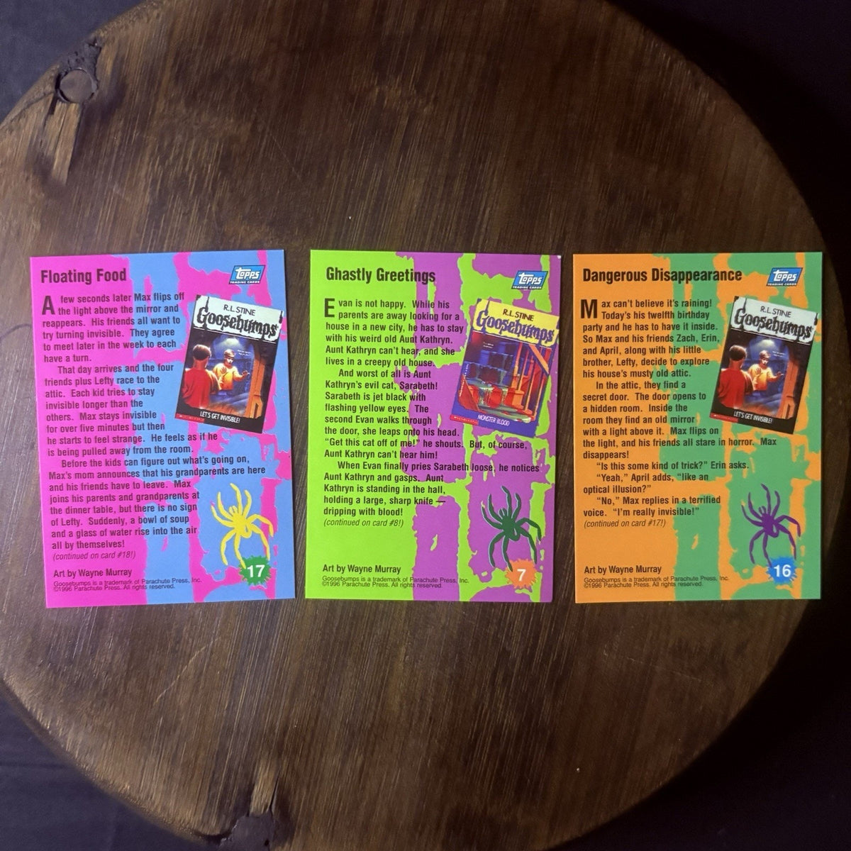 1996 Topps Goosebumps Lot Of (3) "Kids" Trading Cards All High Grade, See Photos