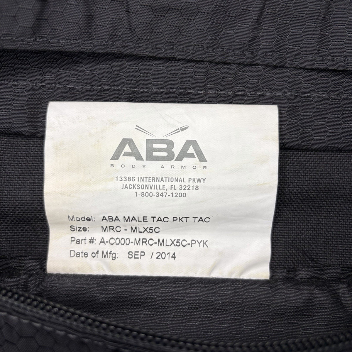 ABA Tactical Plate Carrier Vest Size Large Black With Pouches