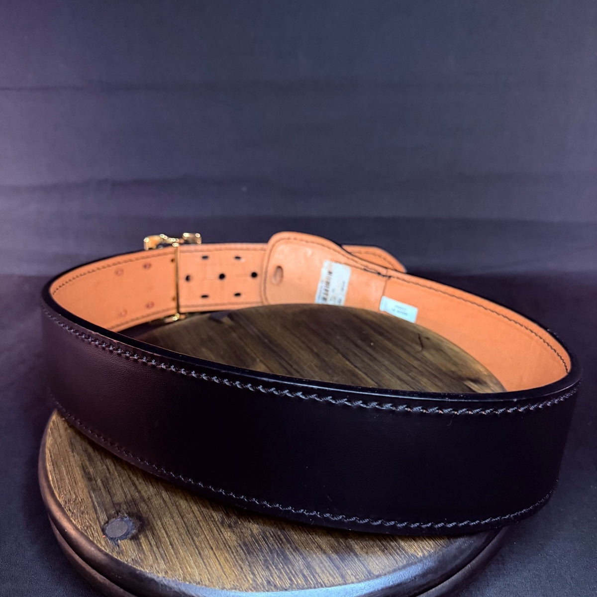 Dutyman Sam Browne Duty Belt Size 28" Black Leather Brass Buckle 2.25" Wide