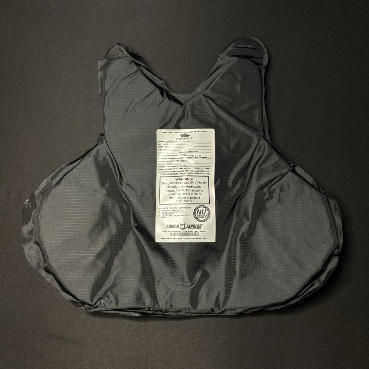 Armor Express 3A Vest Size Women's Medium IIIA Ballistic Body Armor Bulletproof