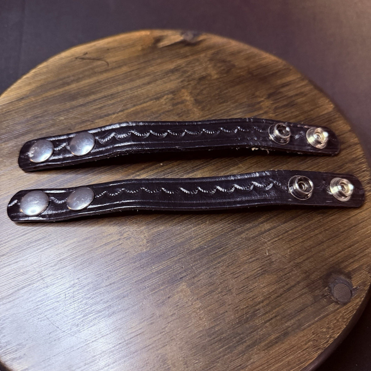 Basketweave Belt Keeper Chrome Nickle Snap 7.5" Set Of 2