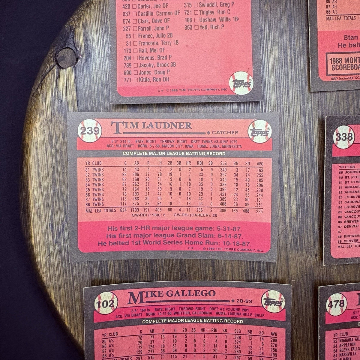 1989 Topps High Grade MLB Card #534, #622, #239, #338, #102, #478, Company Store