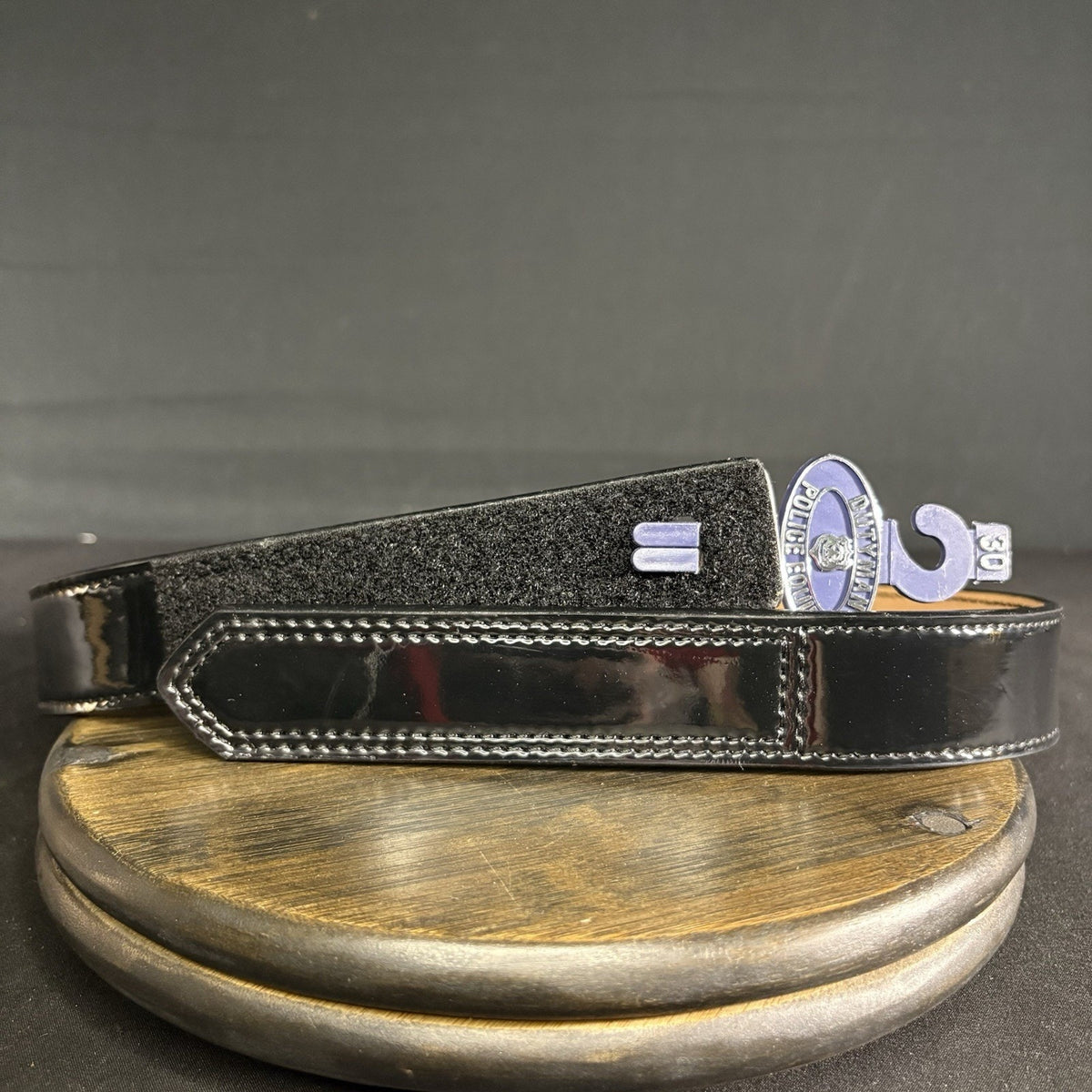 DutyMan Duty Belt Size 30" Plain Black Hi-Gloss Leather 1.5" Wide 1331