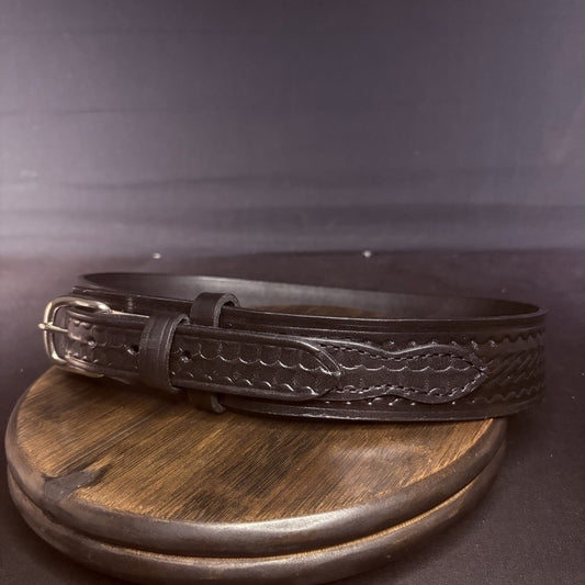 G&G Off Duty Belt Size 30" Long 1.75" Wide Black Basketweave Leather