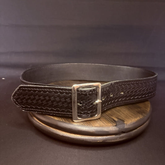 Duty Belt Size 28" Waist Black Basketweave Chrome Buckle