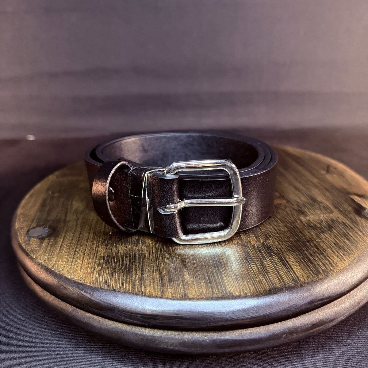 Securitas Leather Dress Belt Size 36" Plain Black 1.25" Wide Nickel Buckle GA636