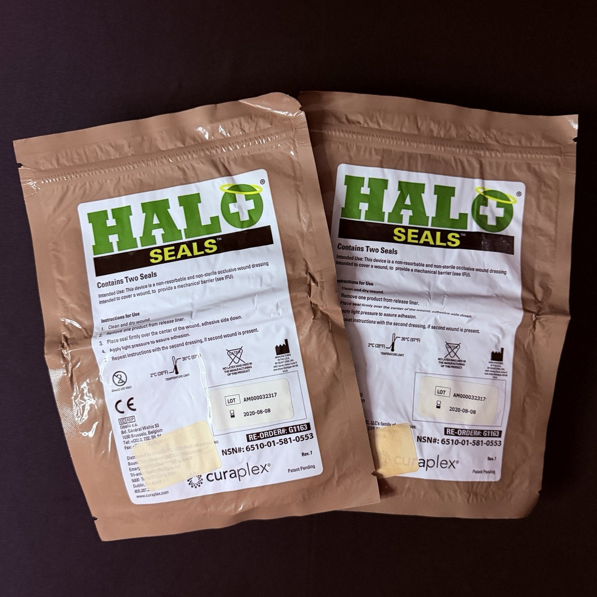 Halo Chest Seals IFAK SWAT EMS EMT ALS TCCC (Two Per Pack) Lot Of Two Packs 2020