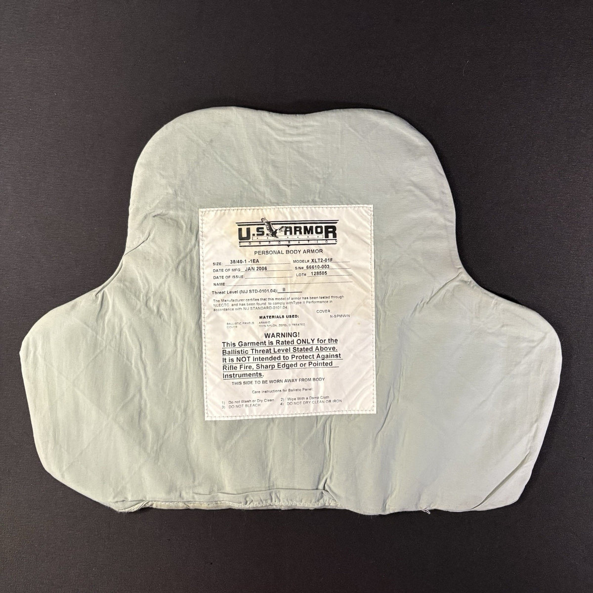 US Armor Level 2 II Vest Size Women's Medium Bulletproof w/ Trauma Plate