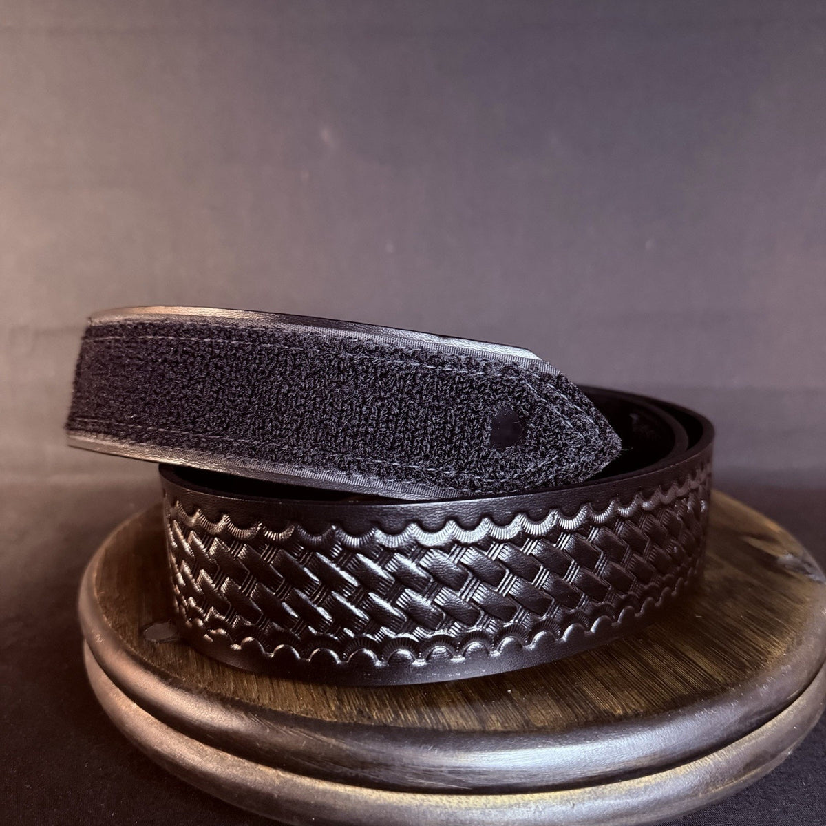 Boston Leather Hook & Loop Duty Belt Size 38" Basketweave Leather 1.75" 6635