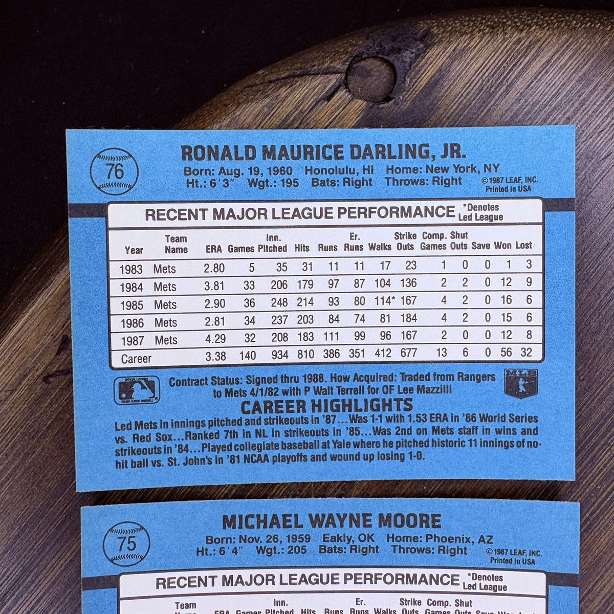 Donruss 1988 High Grade Cards #79, #77, #76, #75, #74 MLB Baseball (Lot 5)
