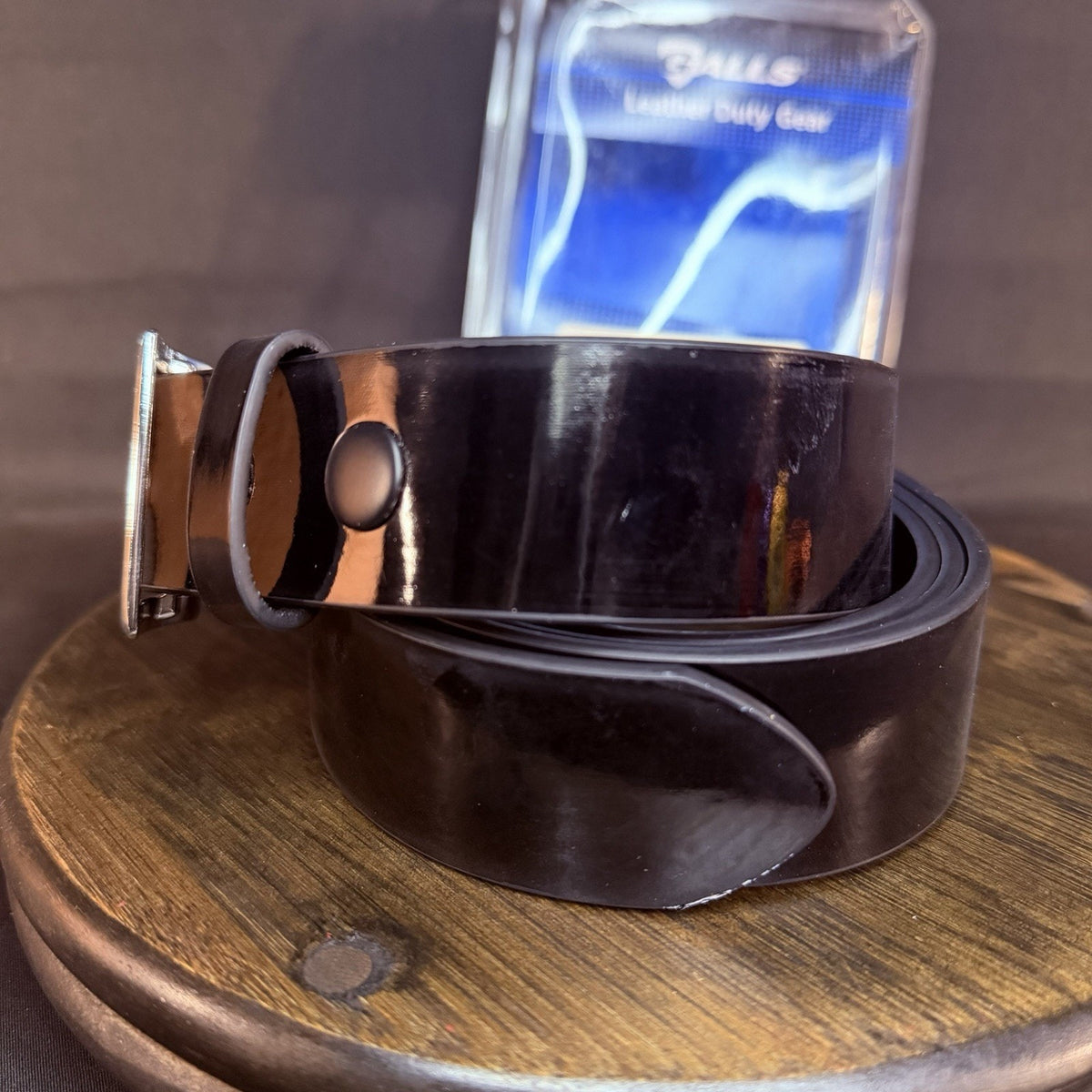 Galls Economy Belt Size 58" Hi-Gloss Black Leather 1.5" Wide Nickel Buckle 1237