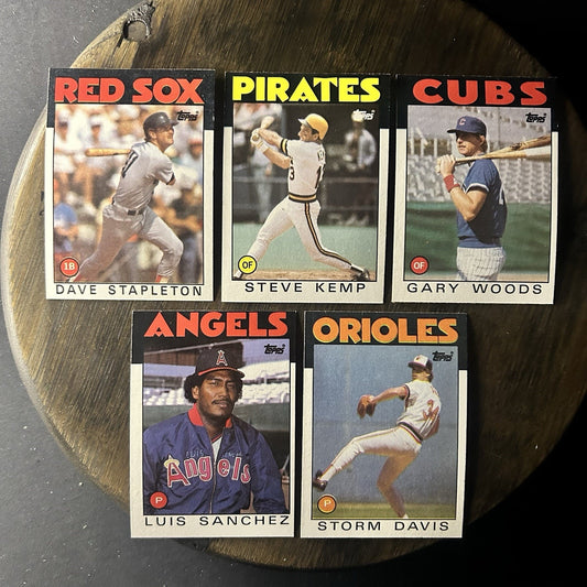 1986 Topps High Grade Cards #151, #387, #611, #124, #469 MLB Baseball (Lot Of 5)