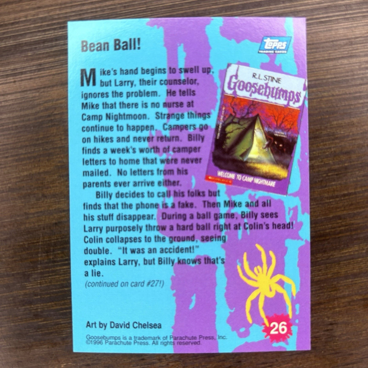 1996 Topps Goosebumps Bean Ball! #26 High Grade Trading Card, See Photos