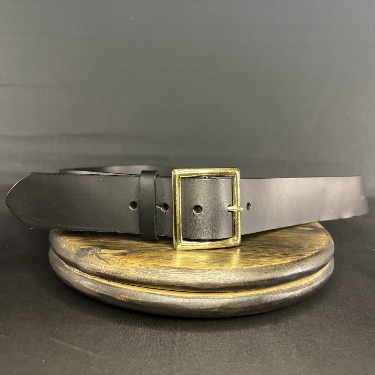 Galls Off Duty Belt Size 42” Plain Black Leather w/ Brass Buckle LP1213 Law Pro