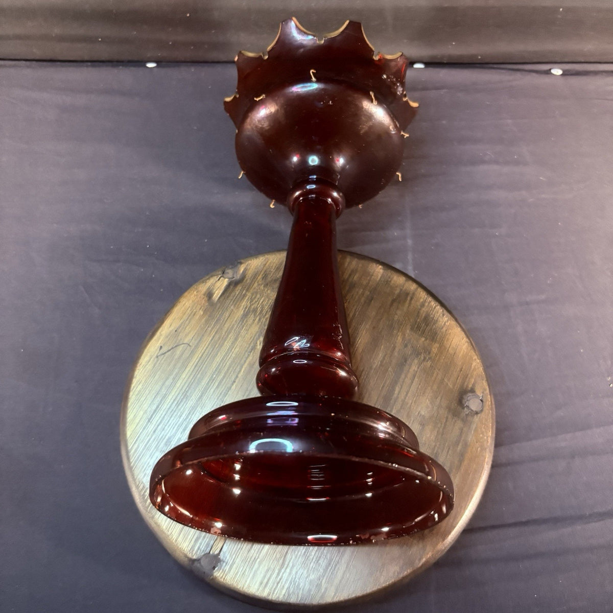 19th Century Bohemian Ruby Glass Mantle Luster 1860-1880 12" Tall 6" Diameter