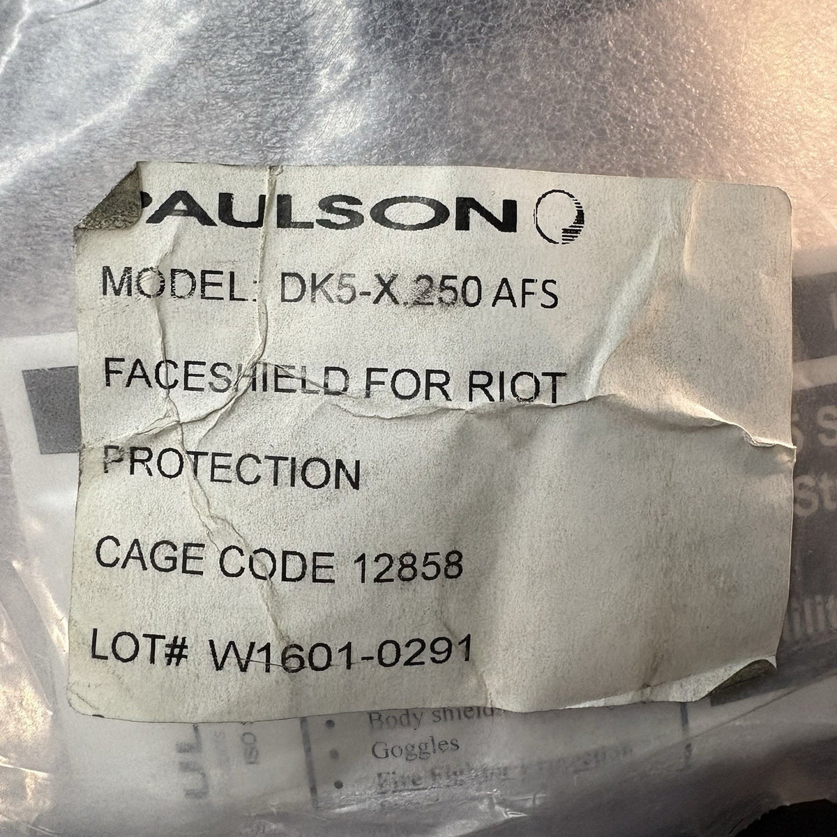 Paulson Paintball Face Shield DK5-X 0.25” Thick with Strap