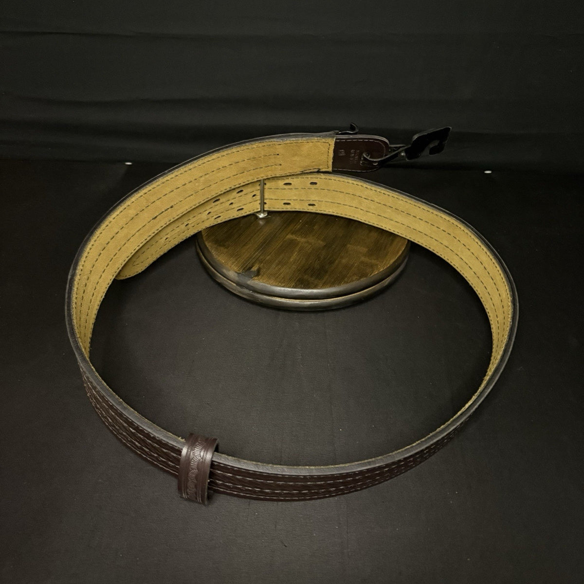 Safariland 87 Duty Belt Size 46" Sued Lined Basketweave Leather Chrome Buckle