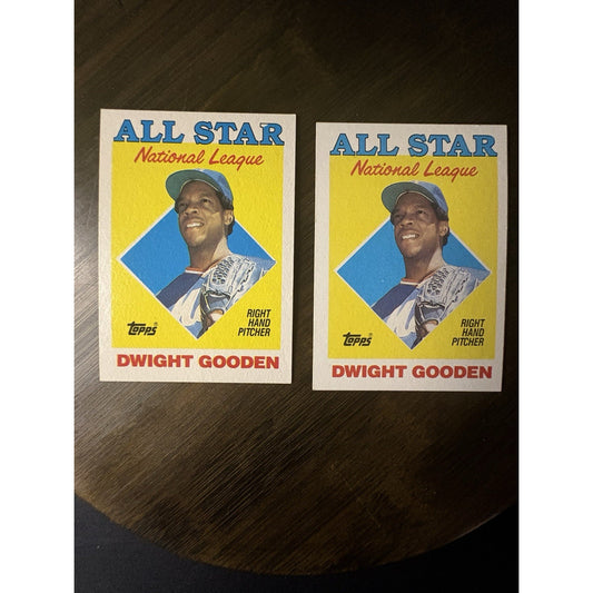 1988 Topps All Star 405 Dwight Gooden Error White on “R” + Extra Card High Grade