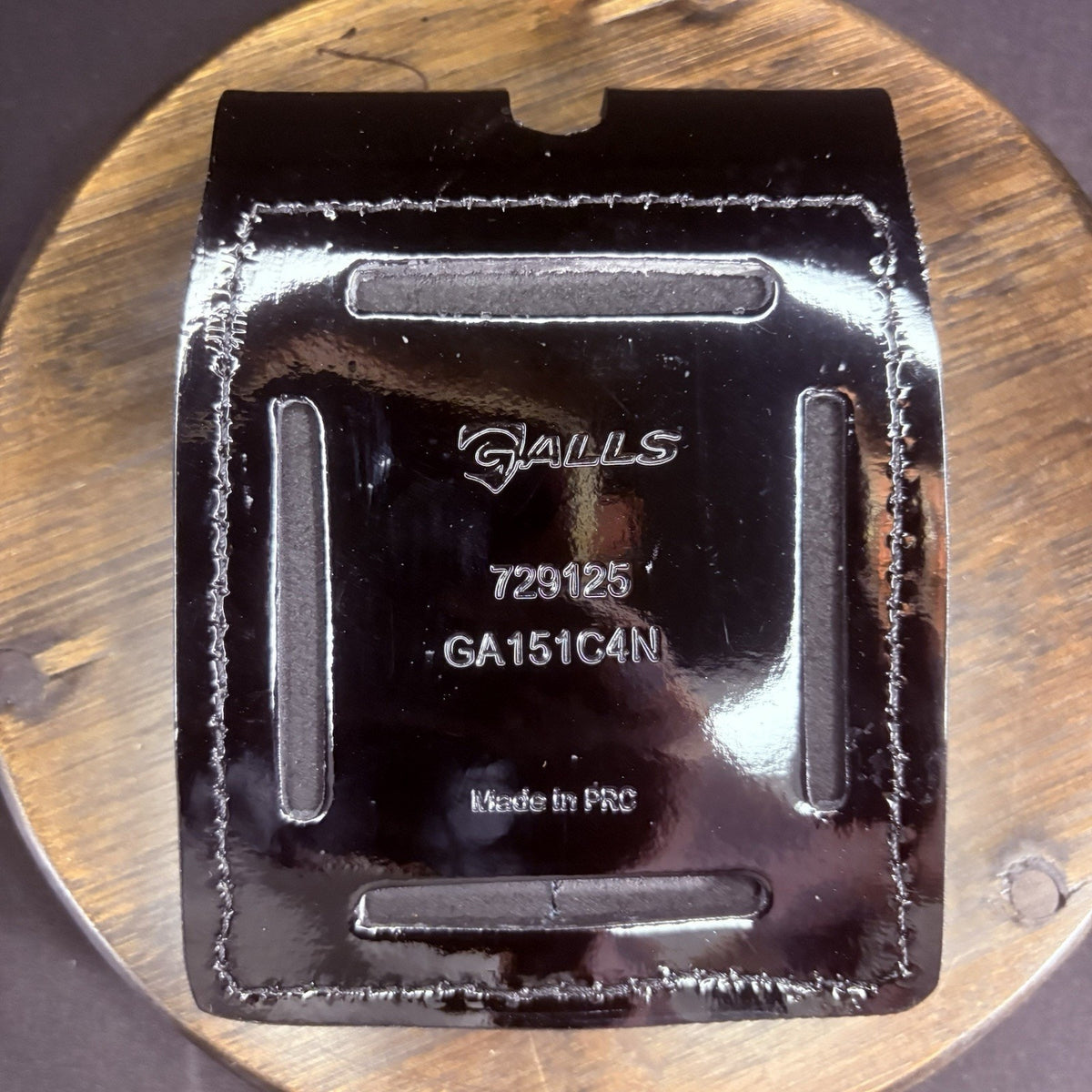 Galls Double Magazine Pouch Gloss Black Plain Leather Chrome Snaps