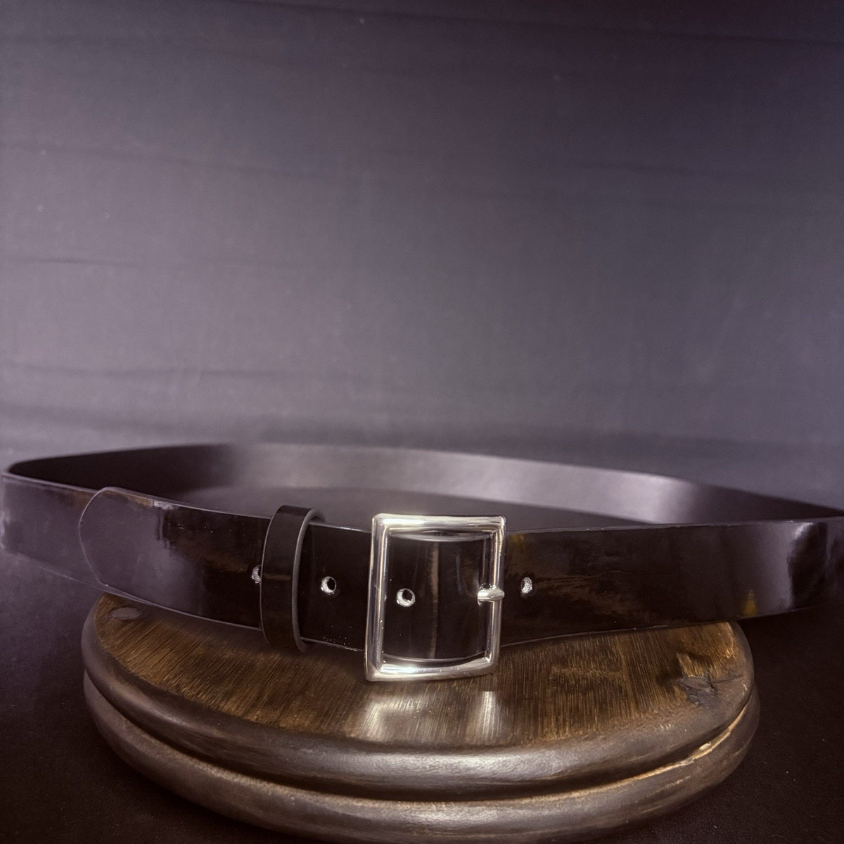 Galls Garrison Belt Size 58" USA Hi-Gloss Black Leather 1.5" Wide Nickel Buckle