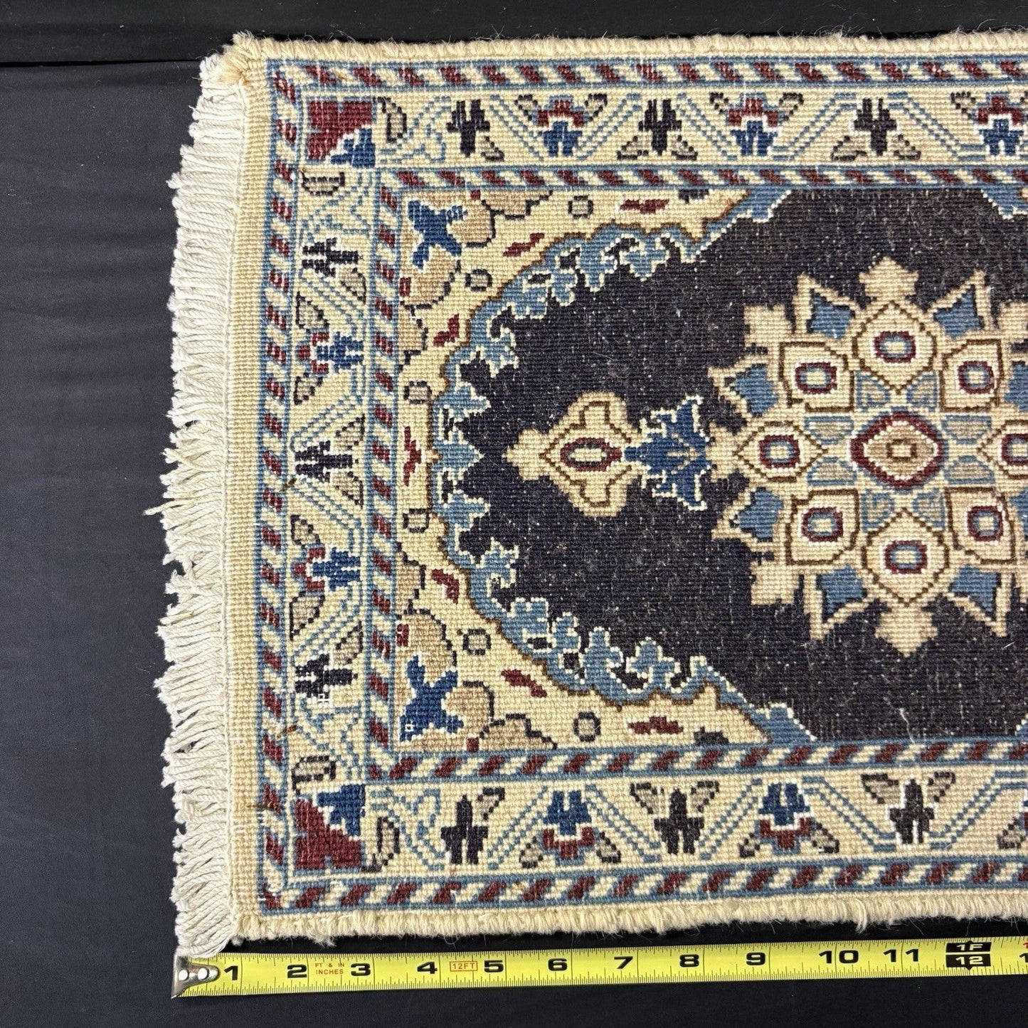 Persian Rug Hand Knotted Blue Medallion 2'x1' or 22"x14" or 40cm X 60cm