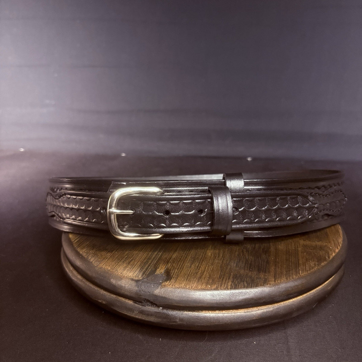 G&G Off Duty Belt Size 30" Long 1.75" Wide Black Basketweave Leather