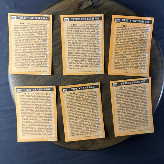 1988 Topps Turn Back the Clock Lot (6) Card #665 #661 #663 #662 High Grade