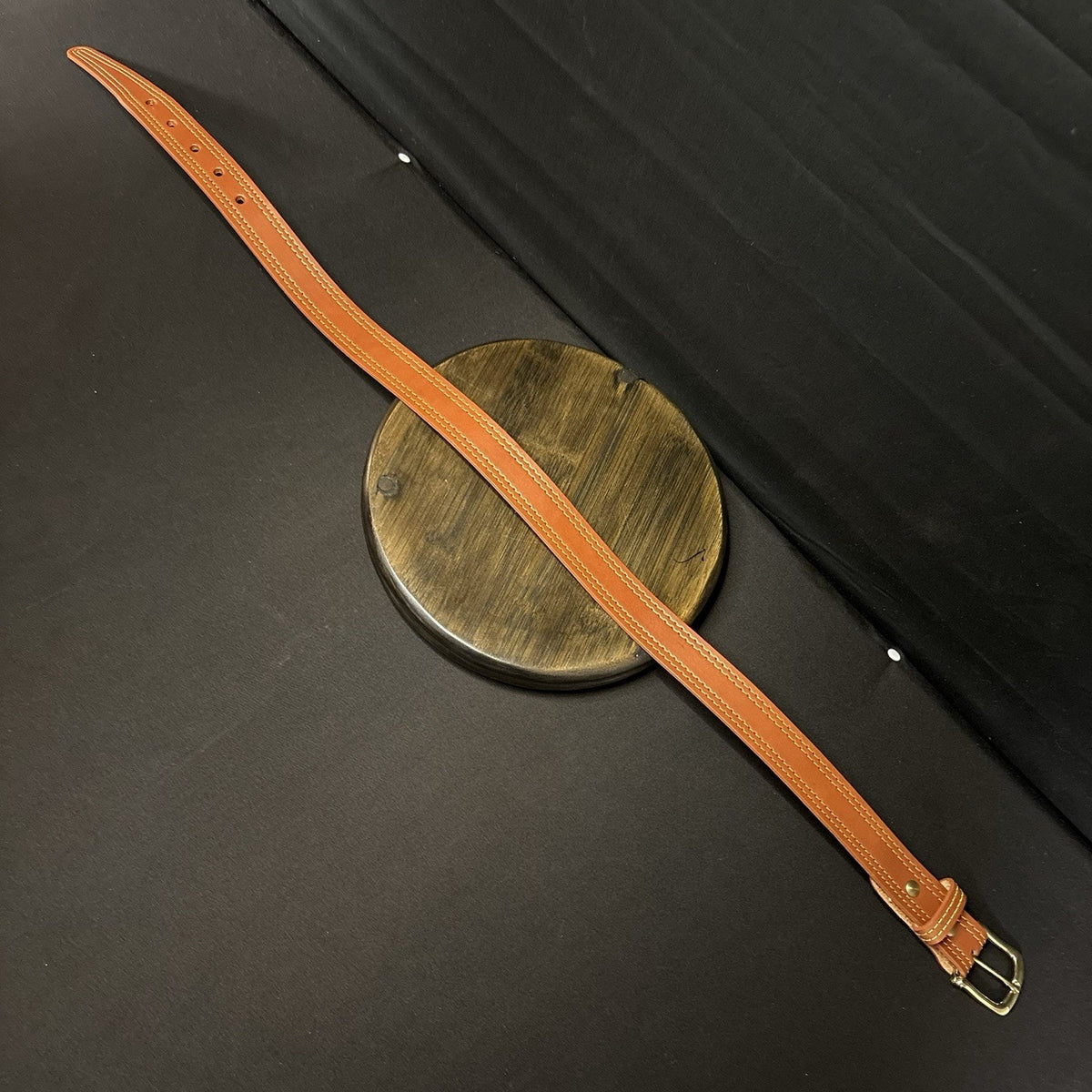 G&G Reinforced Shooter's Belt Size 30" Long 1.50" Wide, Chestnut Brown Gold Line