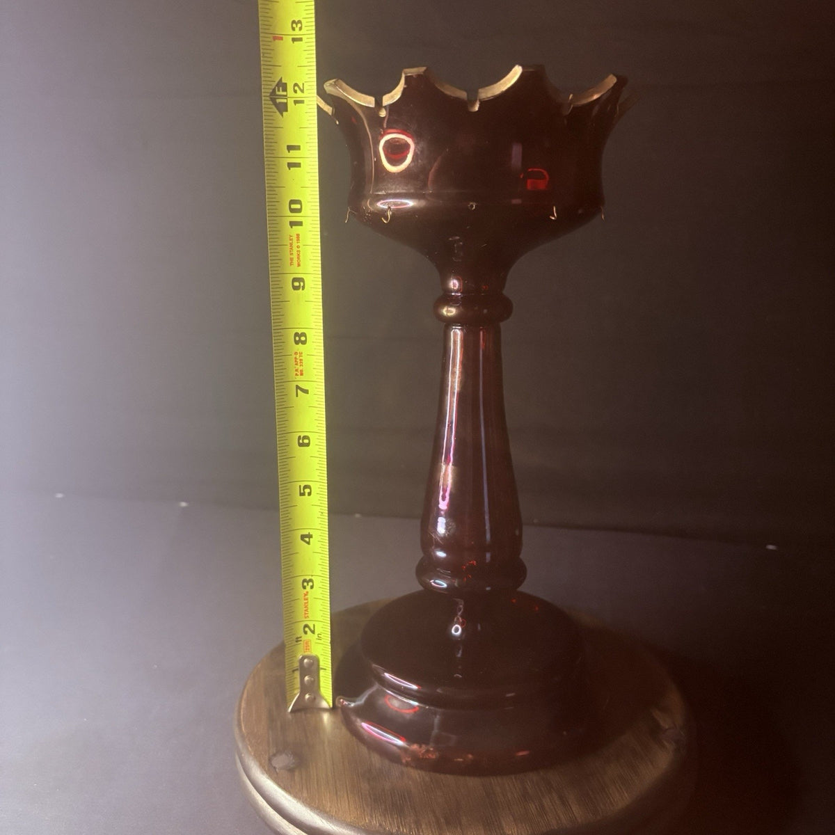 19th Century Bohemian Ruby Glass Mantle Luster 1860-1880 12" Tall 6" Diameter
