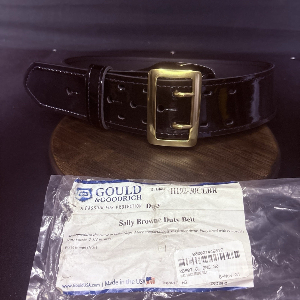 G&G Women's Duty Belt Size 30" SALLY BROWNE USA High Gloss Leather, Brass Buckle