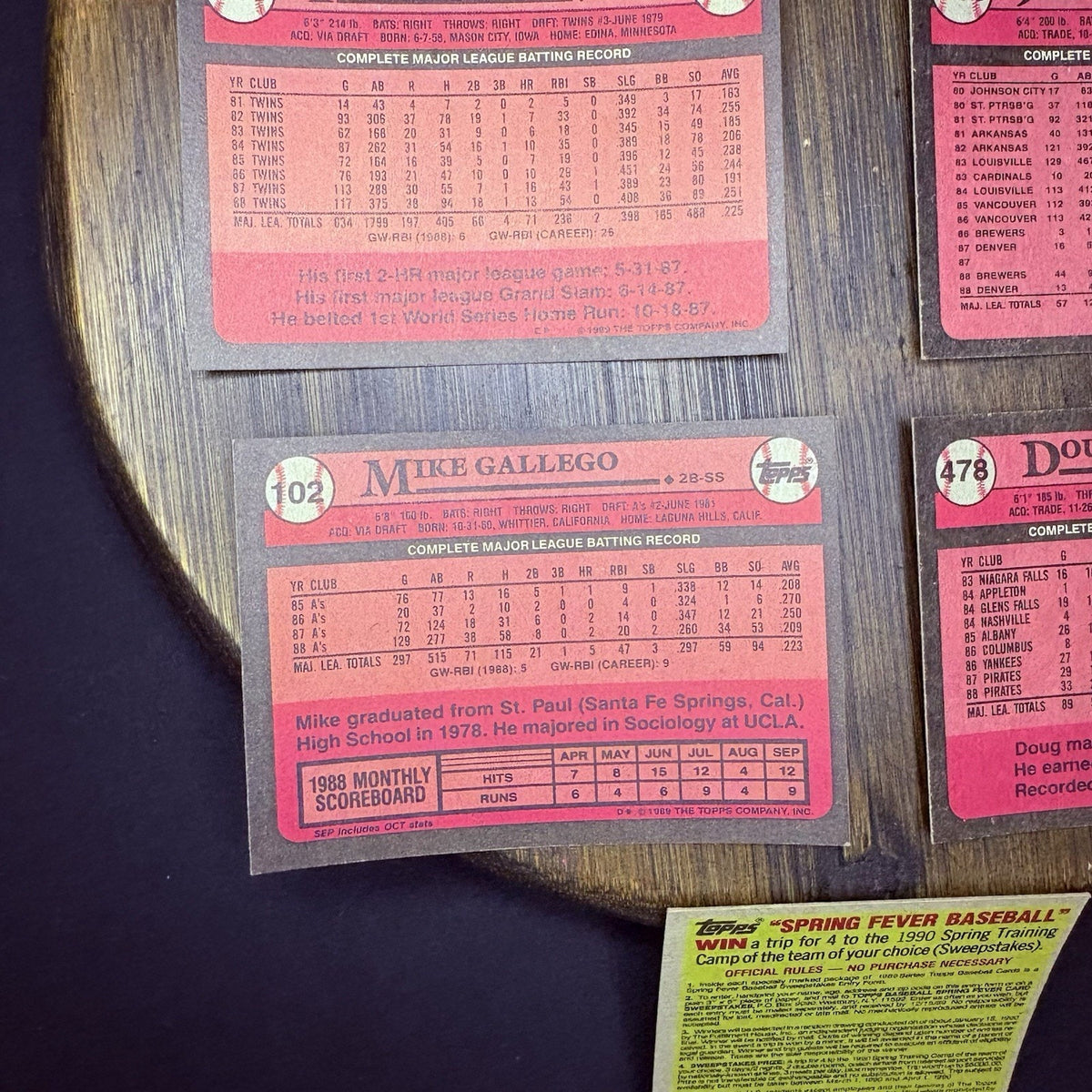 1989 Topps High Grade MLB Card #534, #622, #239, #338, #102, #478, Company Store