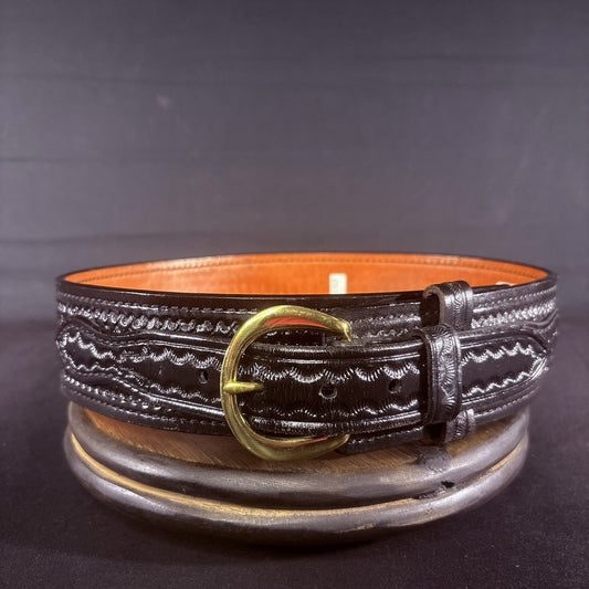 Don Hume Duty Belt Size 30" B106 Basketweave Black Leather Brass Buckle