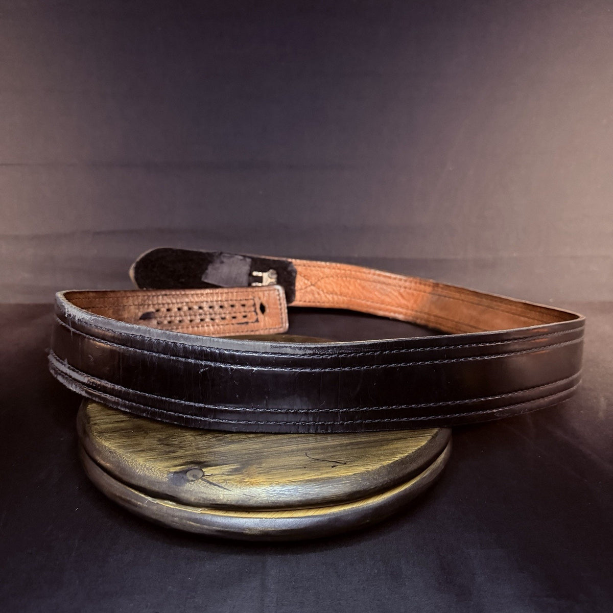 Duty Belt Black Plain Leather Size 48" Hook And Loop Closure 2.25" Wide