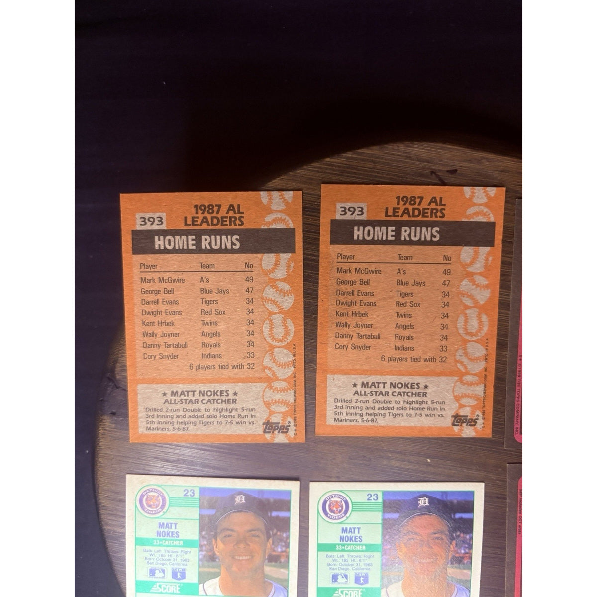 Matt Nokes (Lot of 6) Baseball Cards Detroit Tigers MLB