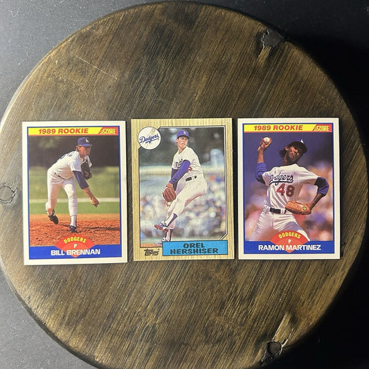 1989 (3) Dodgers Bill Brennan #622 RC & Orel Hershiser #385, Ramon Martinez