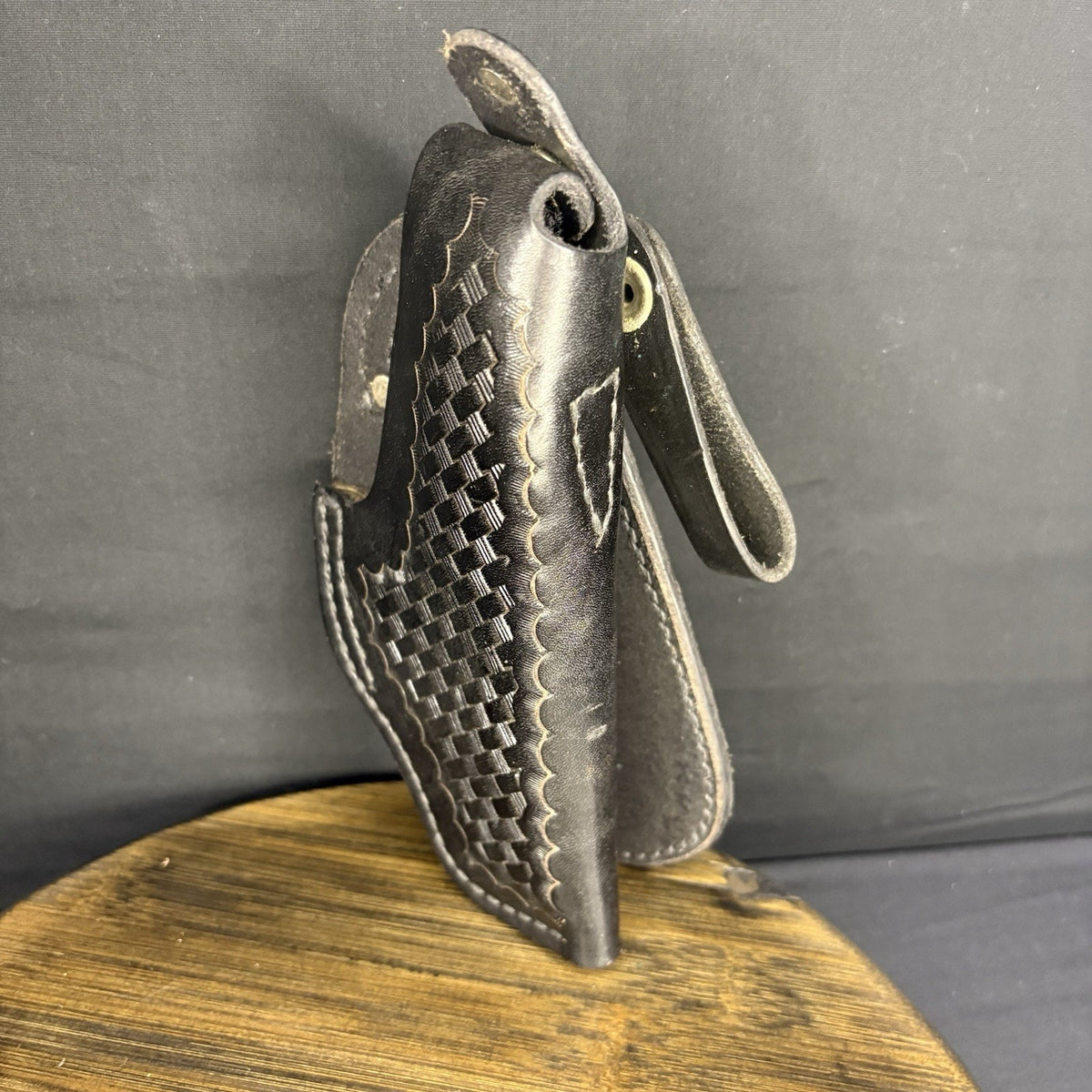 Tex Shoemaker 11PL Black Basket Leather OWB Paddle Holster For S&W K Revolver 3”