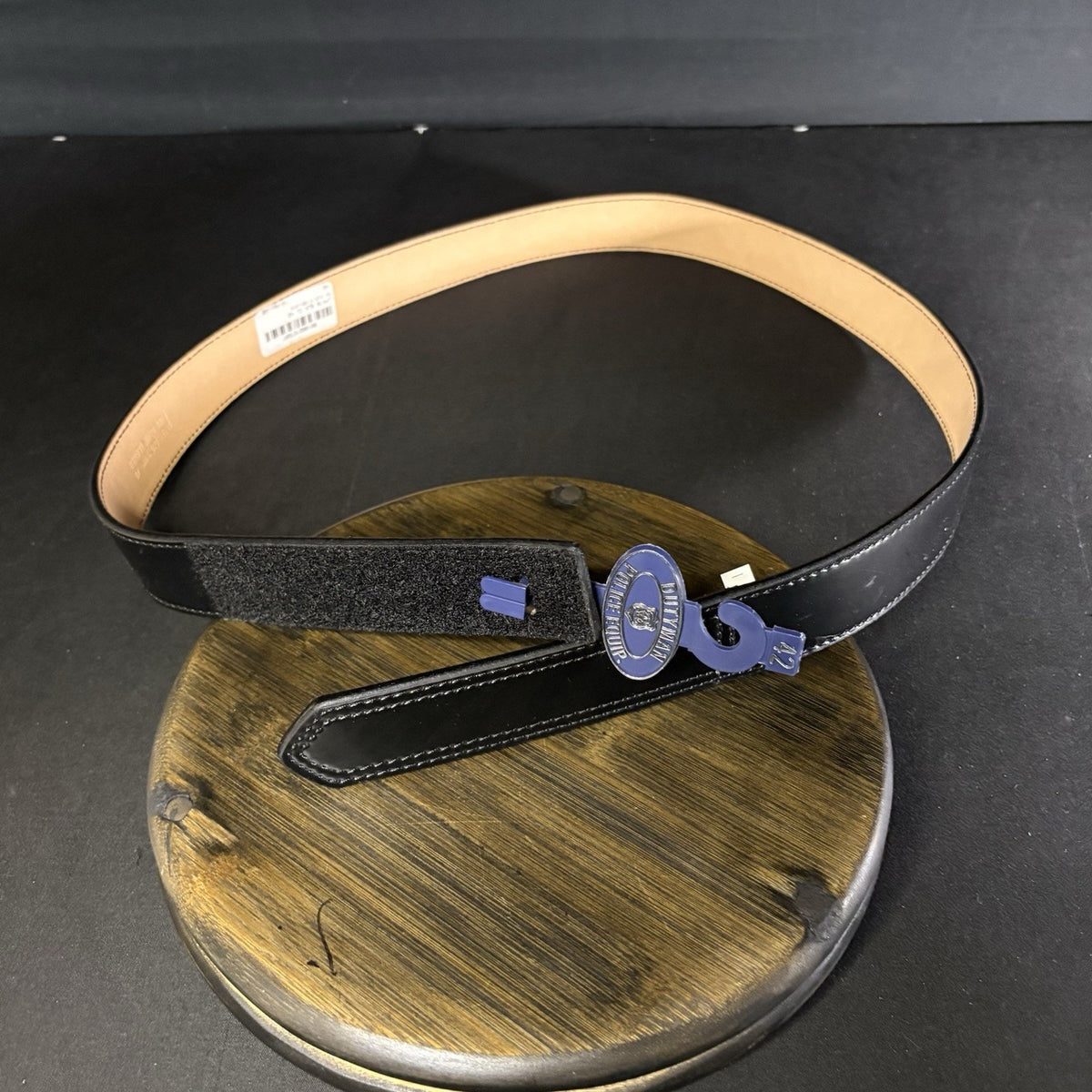 DutyMan Duty Belt Size 42" Plain Black Hi-Gloss Leather 1.5" Wide 1331
