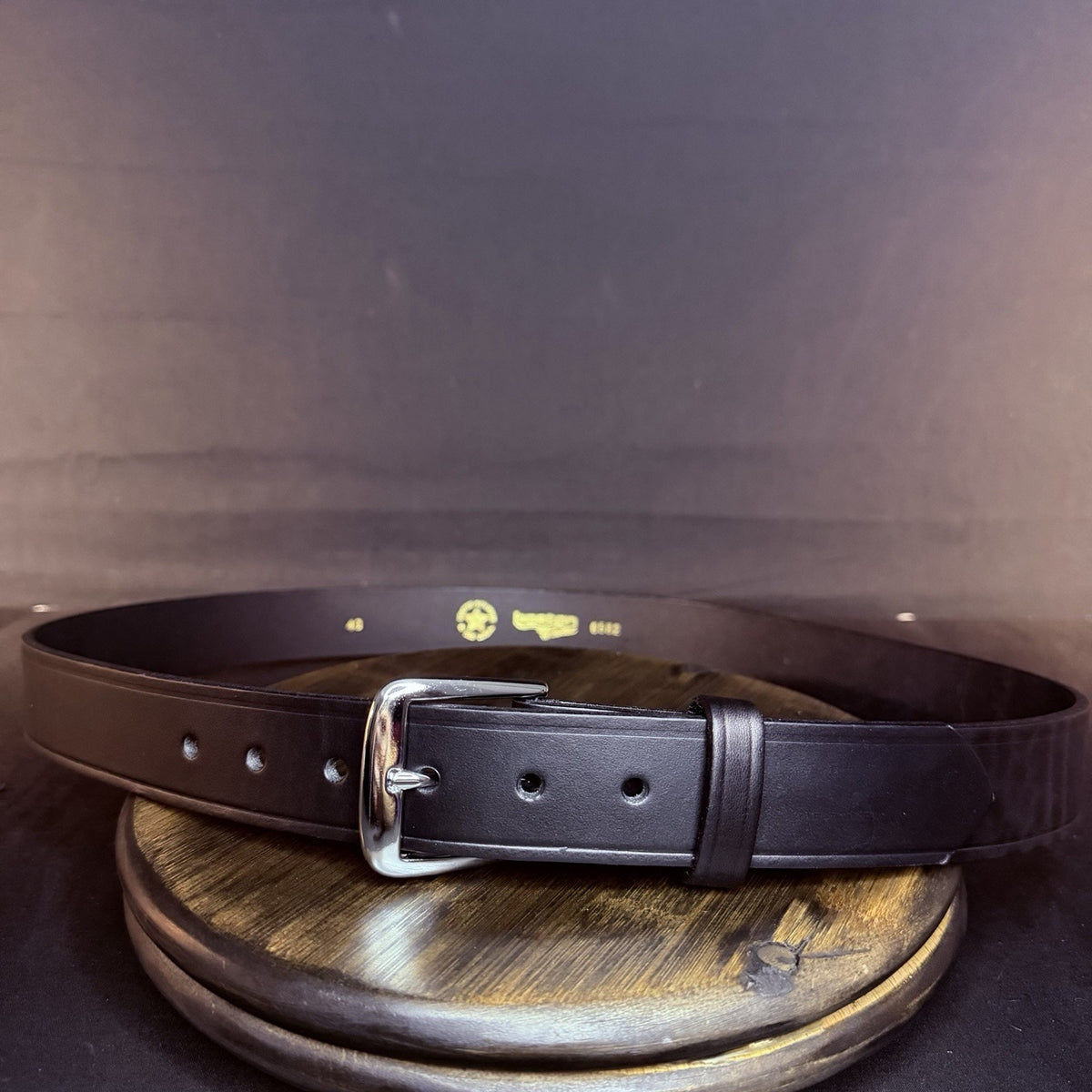 Boston Leather Garrison Belt Size 38" Plain Black 1.5", Nickel Buckle 6582 USA