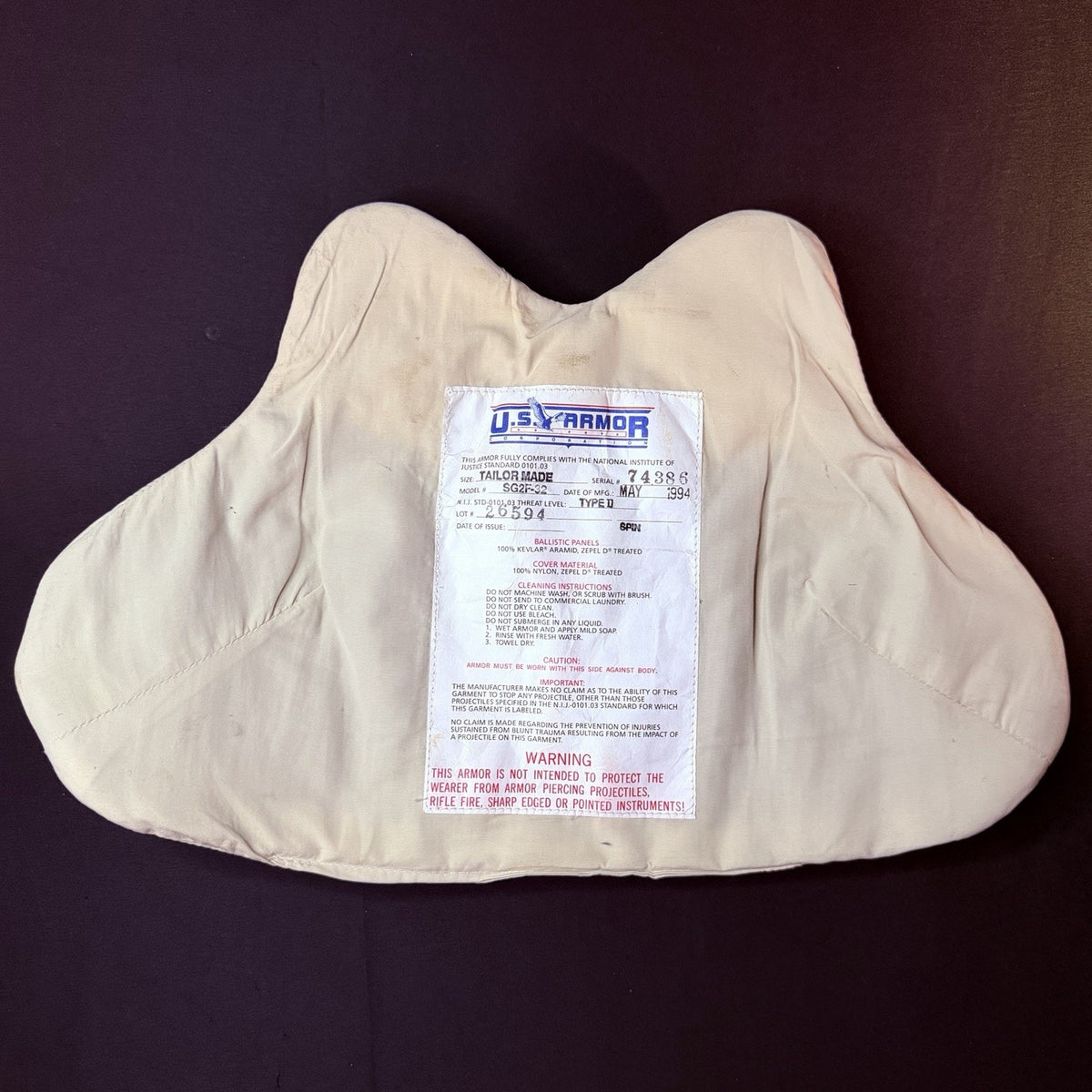ABA Women's Level 2 II Vest Size Small Concealable Black Ballistic Body Armor