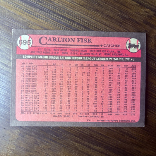 Carlton Fisk Chicago White Sox 1989 Topps #695 High Grade See Photos